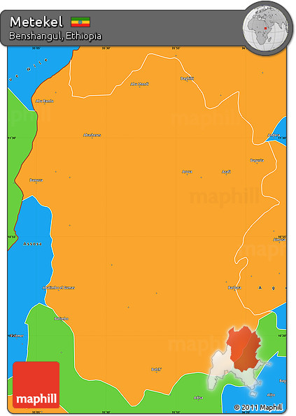 Political Simple Map of Metekel