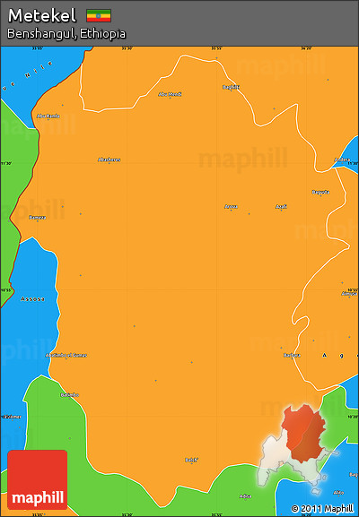 Political Simple Map of Metekel