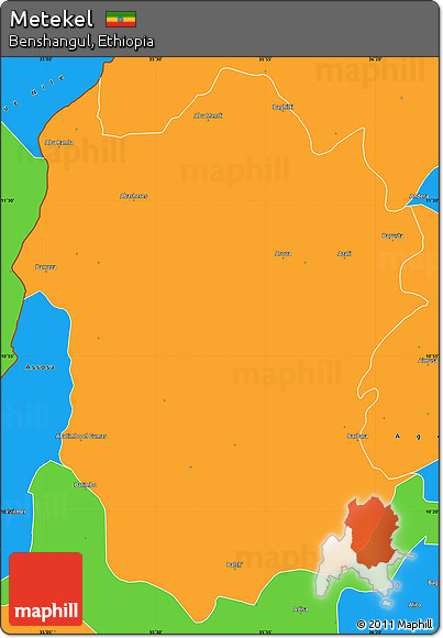 Political Simple Map of Metekel