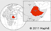 Blank Location Map of Ethiopia, highlighted continent