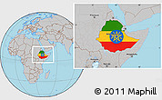 Flag Location Map of Ethiopia, gray outside