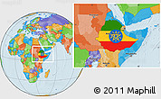 Flag Location Map of Ethiopia, political outside