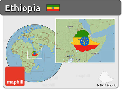 Flag Location Map of Ethiopia, savanna style outside