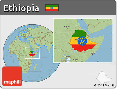 Flag Location Map of Ethiopia, savanna style outside