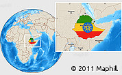 Flag Location Map of Ethiopia, shaded relief outside