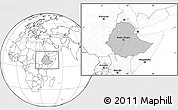 Gray Location Map of Ethiopia, blank outside