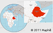 Gray Location Map of Ethiopia, highlighted continent