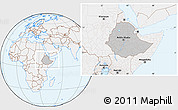 Gray Location Map of Ethiopia, lighten