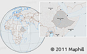 Gray Location Map of Ethiopia, lighten, semi-desaturated