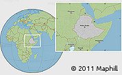 Gray Location Map of Ethiopia, savanna style outside