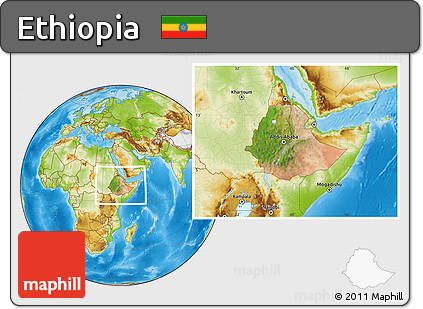Satellite Location Map of Ethiopia, physical outside