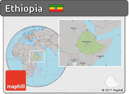 Savanna Style Location Map of Ethiopia, gray outside