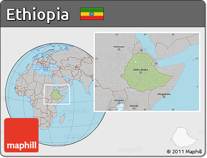Savanna Style Location Map of Ethiopia, gray outside