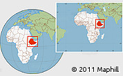Savanna Style Location Map of Ethiopia, highlighted continent, within the entire continent