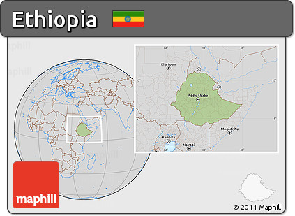 Savanna Style Location Map of Ethiopia, lighten, desaturated