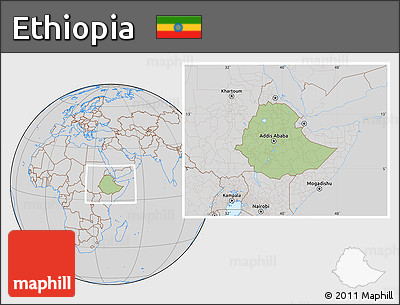 Savanna Style Location Map of Ethiopia, lighten, desaturated