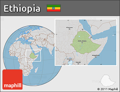 Savanna Style Location Map of Ethiopia, lighten, desaturated, land only