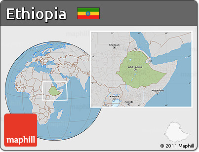 Savanna Style Location Map of Ethiopia, lighten, desaturated, land only