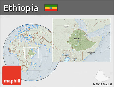 Savanna Style Location Map of Ethiopia, lighten, hill shading