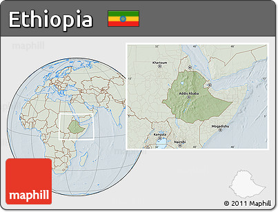 Savanna Style Location Map of Ethiopia, lighten, hill shading