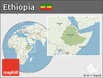 Savanna Style Location Map of Ethiopia, lighten, land only