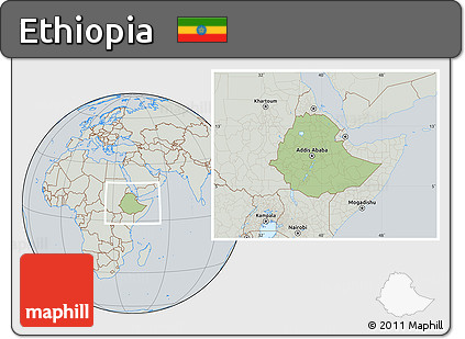 Savanna Style Location Map of Ethiopia, lighten, semi-desaturated