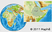 Savanna Style Location Map of Ethiopia, physical outside, hill shading