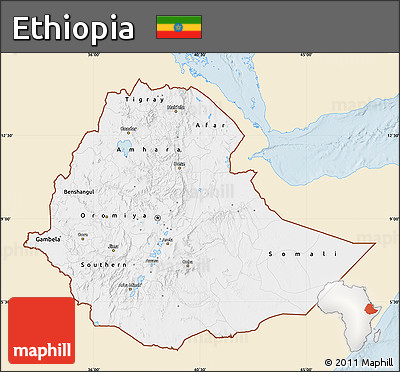 Classic Style Map of Ethiopia, single color outside