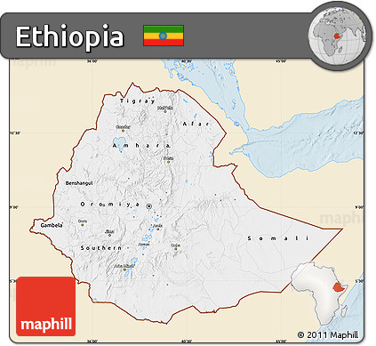 Classic Style Map of Ethiopia, single color outside