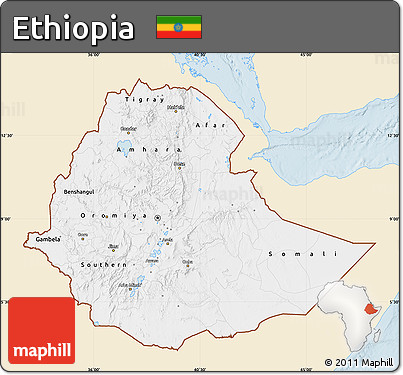 Classic Style Map of Ethiopia, single color outside