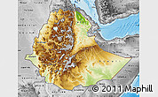 Physical Map of Ethiopia, desaturated, land only