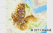 Physical Map of Ethiopia, lighten, land only