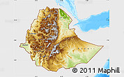 Physical Map of Ethiopia, single color outside, bathymetry sea