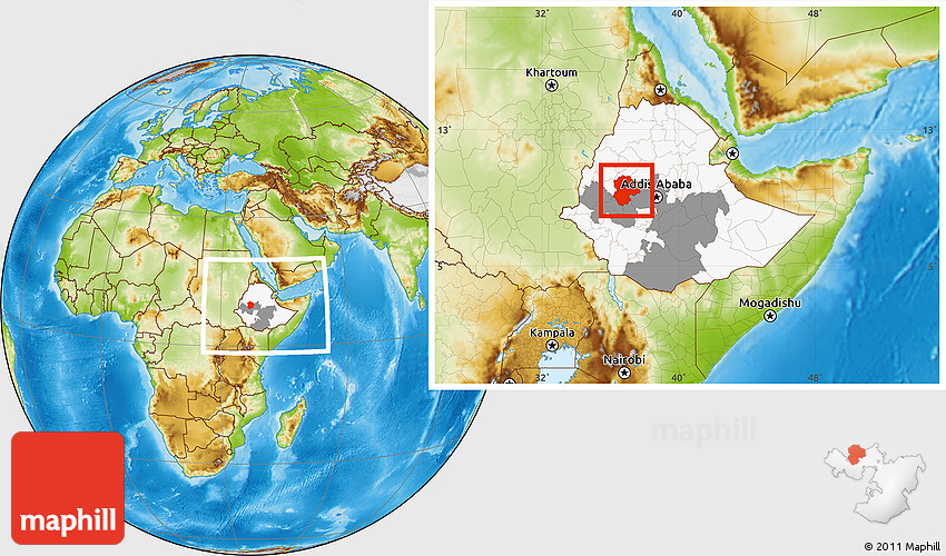 Physical Location Map of East Wellega, highlighted country, highlighted