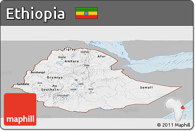 Gray Panoramic Map of Ethiopia, single color outside
