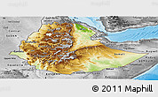 Physical Panoramic Map of Ethiopia, desaturated, land only