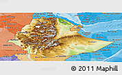 Physical Panoramic Map of Ethiopia, political shades outside