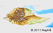 Physical Panoramic Map of Ethiopia, single color outside, bathymetry sea
