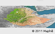 Satellite Panoramic Map of Ethiopia, desaturated, land only