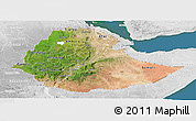 Satellite Panoramic Map of Ethiopia, lighten, desaturated, land only