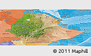 Satellite Panoramic Map of Ethiopia, political shades outside