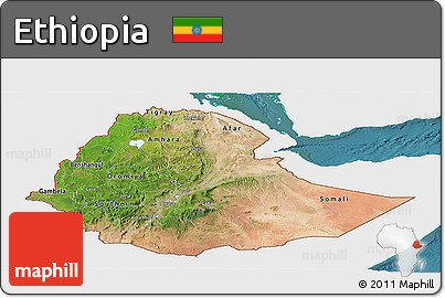 Satellite Panoramic Map of Ethiopia, single color outside