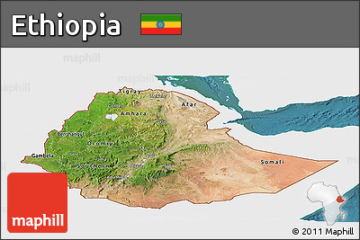 Satellite Panoramic Map of Ethiopia, single color outside