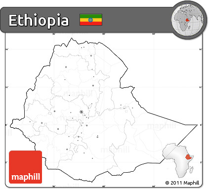 Blank Simple Map of Ethiopia, cropped outside, no labels