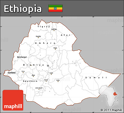 Gray Simple Map of Ethiopia, cropped outside