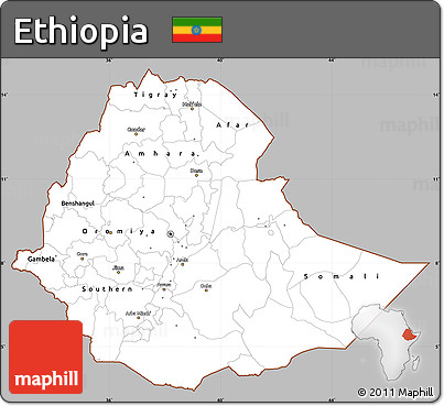 Gray Simple Map of Ethiopia, cropped outside