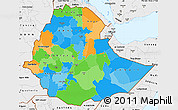 Political Simple Map of Ethiopia, single color outside, borders and labels