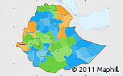 Political Simple Map of Ethiopia, single color outside