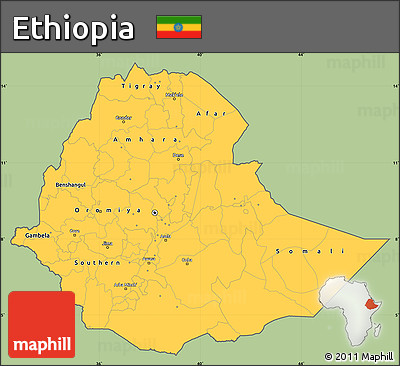 Savanna Style Simple Map of Ethiopia, cropped outside