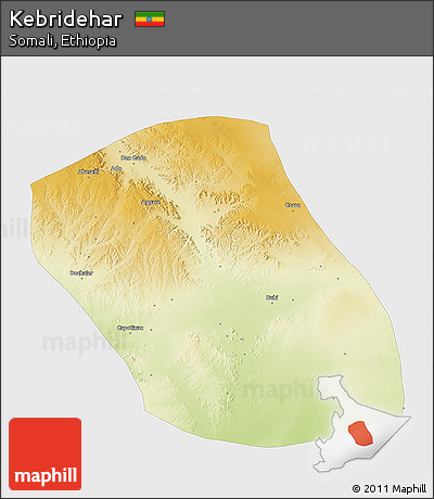 Physical 3D Map of Kebridehar, single color outside
